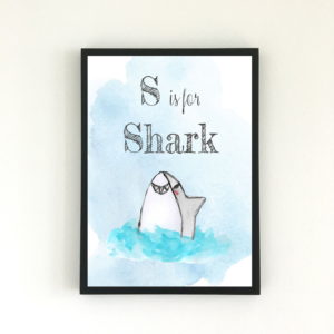 Shark Watercolour Baby Art