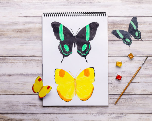 The original hand painted butterflies of the DIY-Montessori-Butterfly-mobile