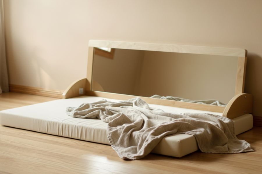 simple Montessori newborn environment prepared before birth